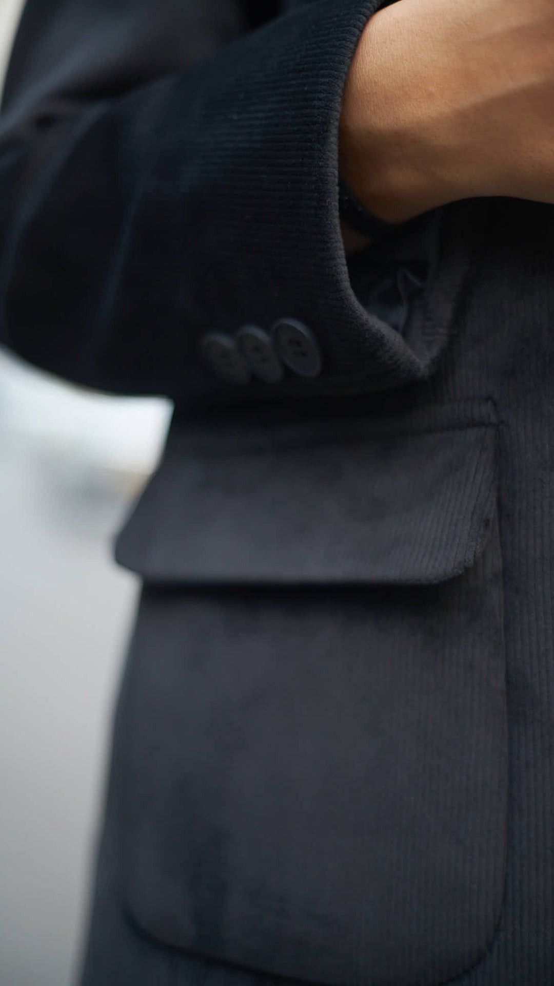 Essential Corduroy Blazer - Charcoal Black